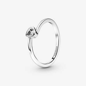 Pandora Clear Tilted Solitaire Herz Silber | EKU-071524