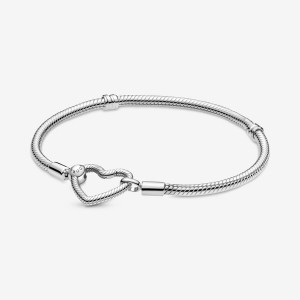 Pandora Moments Heart Closure Snake Charm Silber | YGZTQED-63
