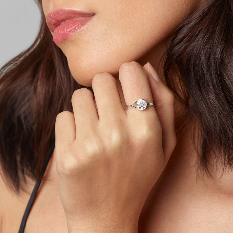 Pandora Brilliance 1.00 ct tw Ringe Weiß Gold | KOVGAEU-82