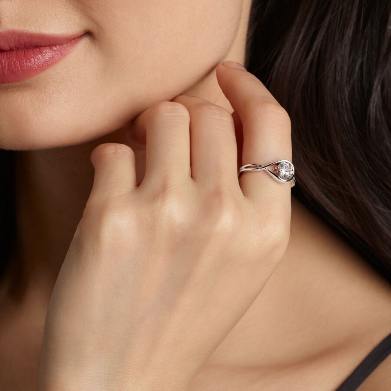Pandora Brilliance 1.00 ct tw Ringe Weiß Gold | KOVGAEU-82