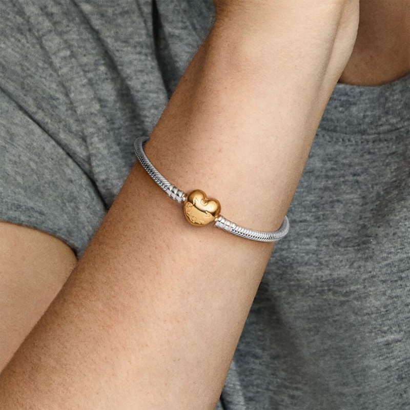 Pandora Moments Heart Clasp Snake Charm Two-tone | IPJEHWU-67