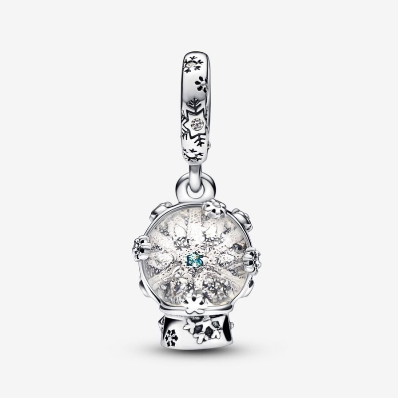 Pandora Snowflake Snow Globe Dangle Charm mit Anhänger Silber | OBGTCHL-14
