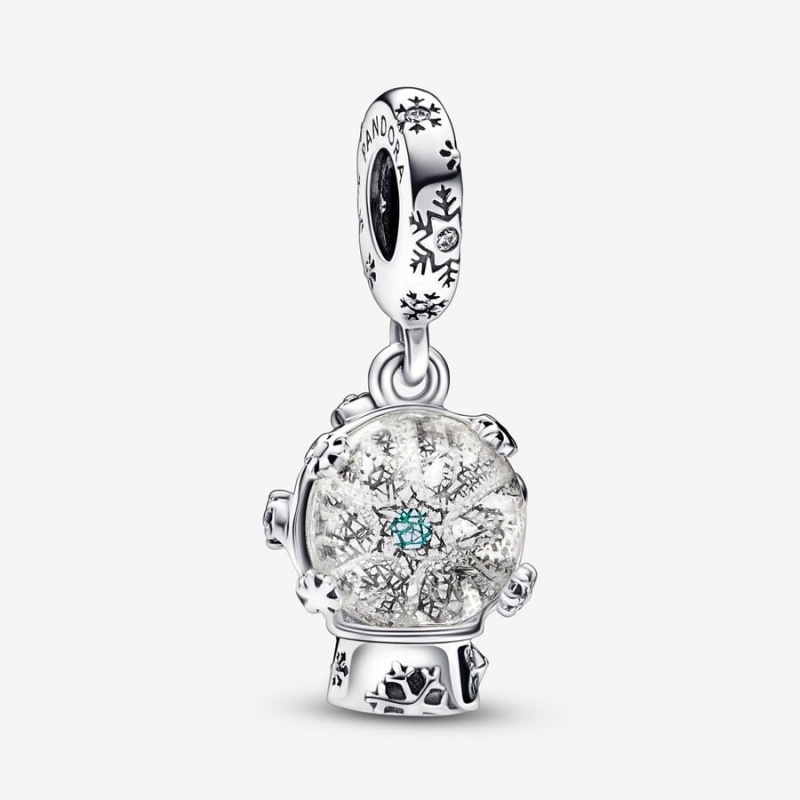 Pandora Snowflake Snow Globe Dangle Charm mit Anhänger Silber | OBGTCHL-14