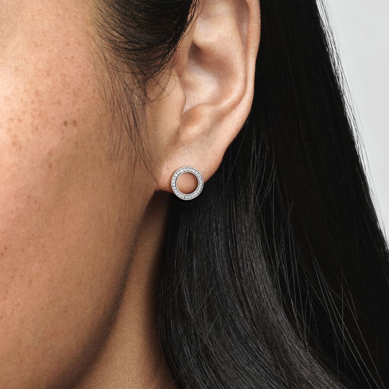 Pandora Sparkling Circles Ohrstecker Silber | HYLFGEQ-04